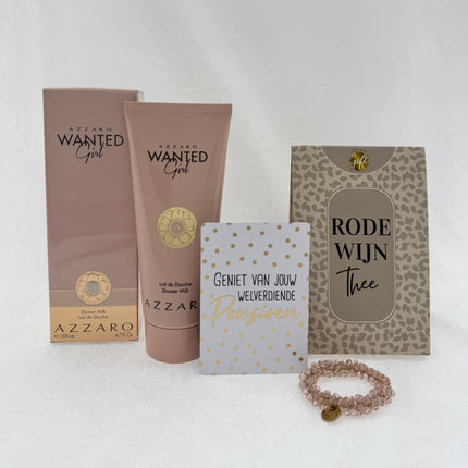 Pensioen •Cadeaupakket Dames• Rode Wijn Thee Azzaro