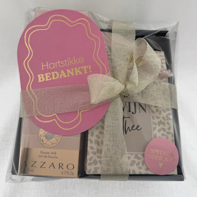 Bedankt •Cadeaupakket Dames• Rode Wijn Thee Azzaro