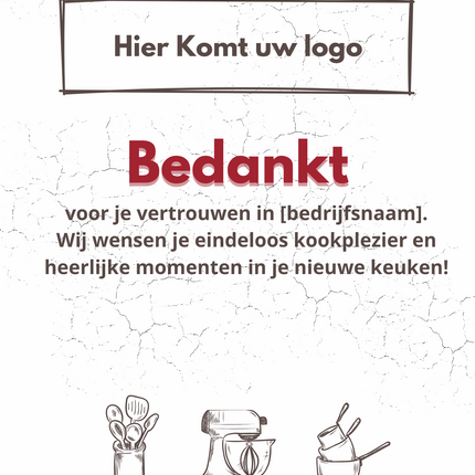 Wenskaart bedankt keuken
